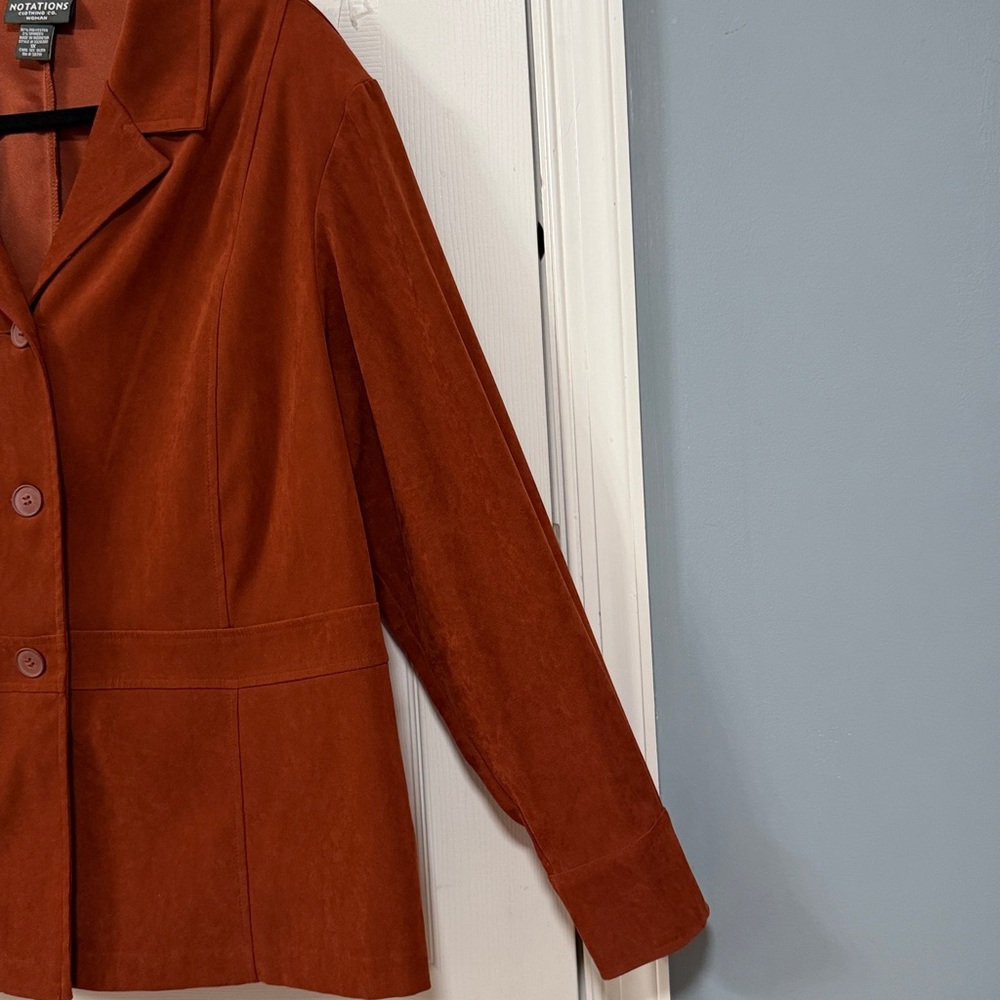 Suede Rust Orange Blazer By Notations Rust Coasta… - image 7